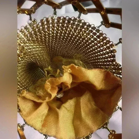 Whiting & Davis Mesh Purse Art Deco gold mesh  Print Vintage Flapper 1920s 1930s - Picture 3 of 8